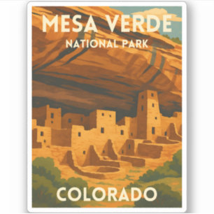 Retro Vintage Reis Mesa Verde National Park Sticker