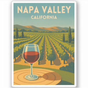 Retro Vintage Reis Napa Valley Californië Wijngaar Sticker