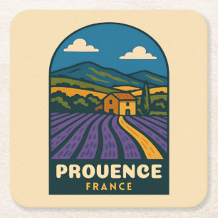 Retro Vintage Reis Provence Frankrijk Landschap Kartonnen Onderzetters