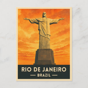 Retro Vintage Reis Rio de Janeiro Brazilië Zonsond Briefkaart