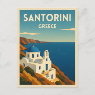 Retro Vintage Reis Santorini Griekenland Kust Briefkaart