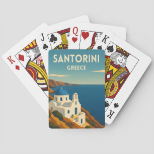 Retro Vintage Reis Santorini Griekenland Kust Pokerkaarten