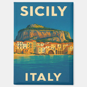 Retro Vintage Reis Sicilië Italië Kust Scenerie Magneet