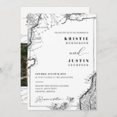 Retro Vintage Reiskaart QR Code Foto Bruiloft Kaart (Voorkant / Achterkant)