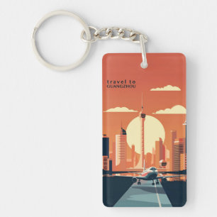 Retro vintage reissouvenir GUANGZHOU China Sleutelhanger