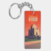 Retro vintage reissouvenir Karachi Pakistan Sleutelhanger (Voorkant Links)