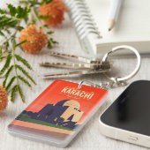 Retro vintage reissouvenir Karachi Pakistan Sleutelhanger (Voorkant Rechts)