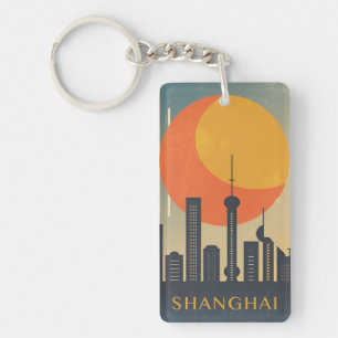 Retro vintage reissouvenir Shanghai China Sleutelhanger