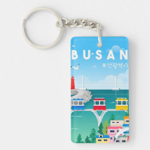 Retro vintage reisvakantie Busan Korea Sleutelhanger