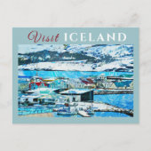 Retro Vintage Reizen Akureyri IJsland Briefkaart (Voorkant)