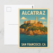 Retro Vintage Reizen Alcatraz Island San Francisco Briefkaart (Voorkant / Achterkant)