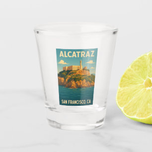 Retro Vintage Reizen Alcatraz Island San Francisco Shot Glas