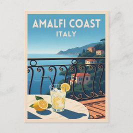 Retro Vintage Reizen Amalfi Kust Italië Landschap Briefkaart