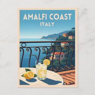 Retro Vintage Reizen Amalfi Kust Italië Landschap Briefkaart