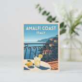 Retro Vintage Reizen Amalfi Kust Italië Landschap Briefkaart (Staand voorkant)
