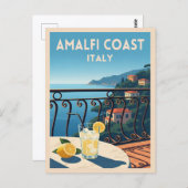 Retro Vintage Reizen Amalfi Kust Italië Landschap Briefkaart (Voorkant / Achterkant)