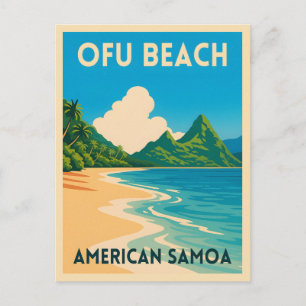 Retro Vintage Reizen Amerikaans Samoa Ofu Beach Briefkaart