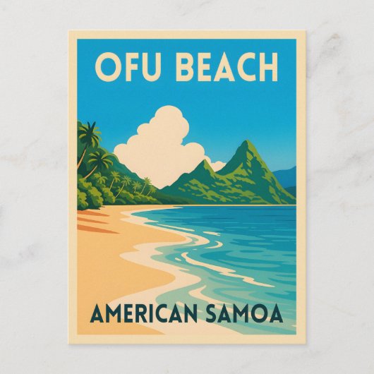 Retro Vintage Reizen Amerikaans Samoa Ofu Beach Briefkaart (Voorkant)