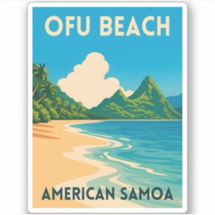 Retro Vintage Reizen Amerikaans Samoa Ofu Beach Sticker