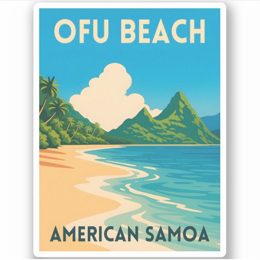 Retro Vintage Reizen Amerikaans Samoa Ofu Beach Sticker (Voorkant)