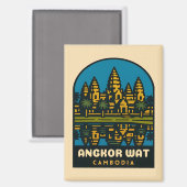Retro Vintage Reizen Angkor Wat Cambodja Magneet (Voorkant / Achterkant)