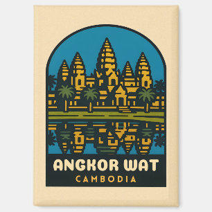 Retro Vintage Reizen Angkor Wat Cambodja Magneet