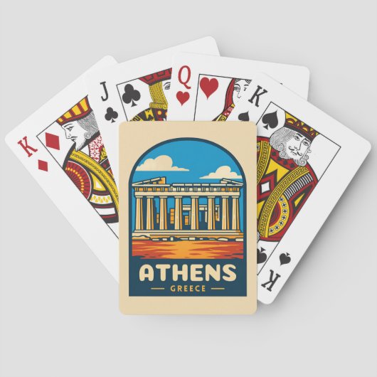 Retro Vintage Reizen Athene Griekenland Parthenon Pokerkaarten (Achterkant)