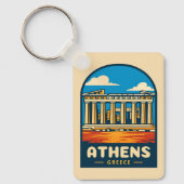 Retro Vintage Reizen Athene Griekenland Parthenon Sleutelhanger (Voorkant)