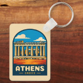 Retro Vintage Reizen Athene Griekenland Parthenon Sleutelhanger (Achterkant)