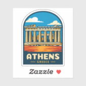 Retro Vintage Reizen Athene Griekenland Parthenon Sticker (Vel)