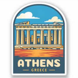 Retro Vintage Reizen Athene Griekenland Parthenon Sticker
