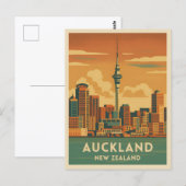Retro Vintage Reizen Auckland Nieuw-Zeeland Stad Briefkaart (Voorkant / Achterkant)