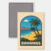 Retro Vintage Reizen Bahamas Strandlandschap Magneet (Voorkant / Achterkant)