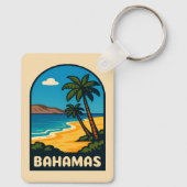 Retro Vintage Reizen Bahamas Strandlandschap Sleutelhanger (Achterkant)