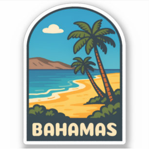 Retro Vintage Reizen Bahamas Strandlandschap Sticker