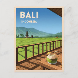 Retro Vintage Reizen Bali Indonesië Landschap Briefkaart