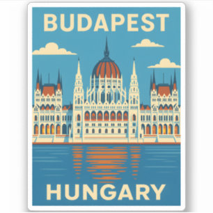 Retro Vintage Reizen Boedapest Hongarije Schildera Sticker