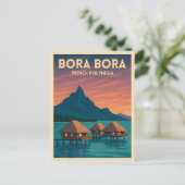 Retro Vintage Reizen Bora Bora Frans Polynesië Briefkaart (Staand voorkant)