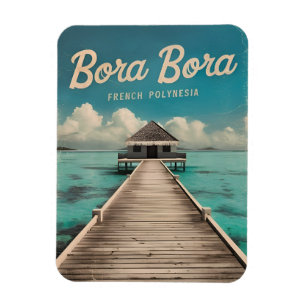 Retro Vintage Reizen Bora Bora Frans Polynesië Magneet