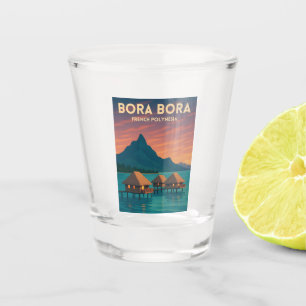 Retro Vintage Reizen Bora Bora Frans Polynesië Shot Glas