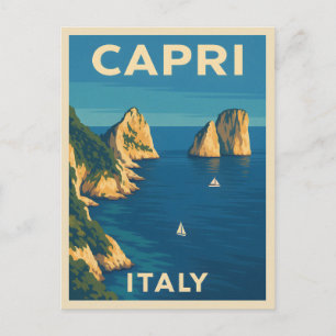 Retro Vintage Reizen Capri Italië Schilderachtig k Briefkaart