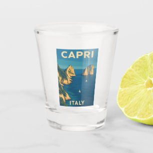 Retro Vintage Reizen Capri Italië Schilderachtig k Shot Glas