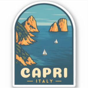 Retro Vintage Reizen Capri Italië Schilderachtig k Sticker