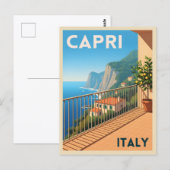 Retro Vintage Reizen Capri Italië Schilderachtig l Briefkaart (Voorkant / Achterkant)