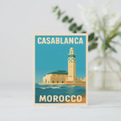 Retro Vintage Reizen Casablanca Marokko Seaside Briefkaart (Staand voorkant)