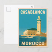 Retro Vintage Reizen Casablanca Marokko Seaside Briefkaart (Voorkant / Achterkant)