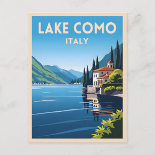 Retro Vintage Reizen Comomeer Italië Landschap Briefkaart