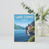 Retro Vintage Reizen Comomeer Italië Landschap Briefkaart (Staand voorkant)