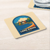 Retro Vintage Reizen Comomeer Italië Landschap Kartonnen Onderzetters (Schuin)