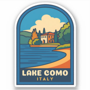 Retro Vintage Reizen Comomeer Italië Landschap Sticker